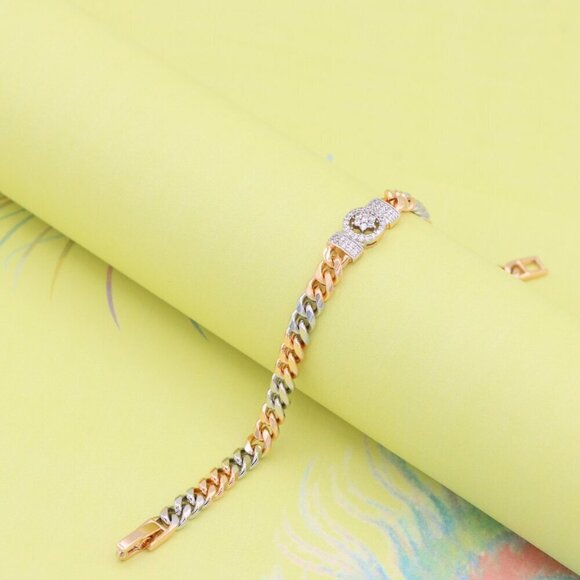 "Elegant Dual-Tone Rose Gold & Silver Bracelet with CZ Centerpiece, XPBL0838 - Picture 7 of 11